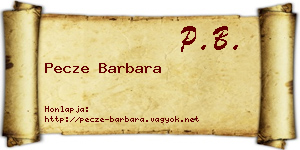 Pecze Barbara névjegykártya